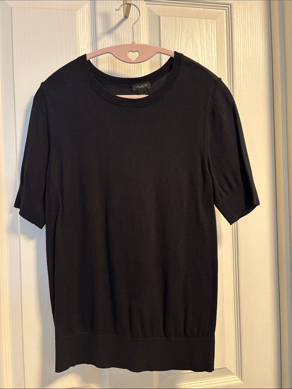 Ann Taylor Black Short-Sleeve Knit Top